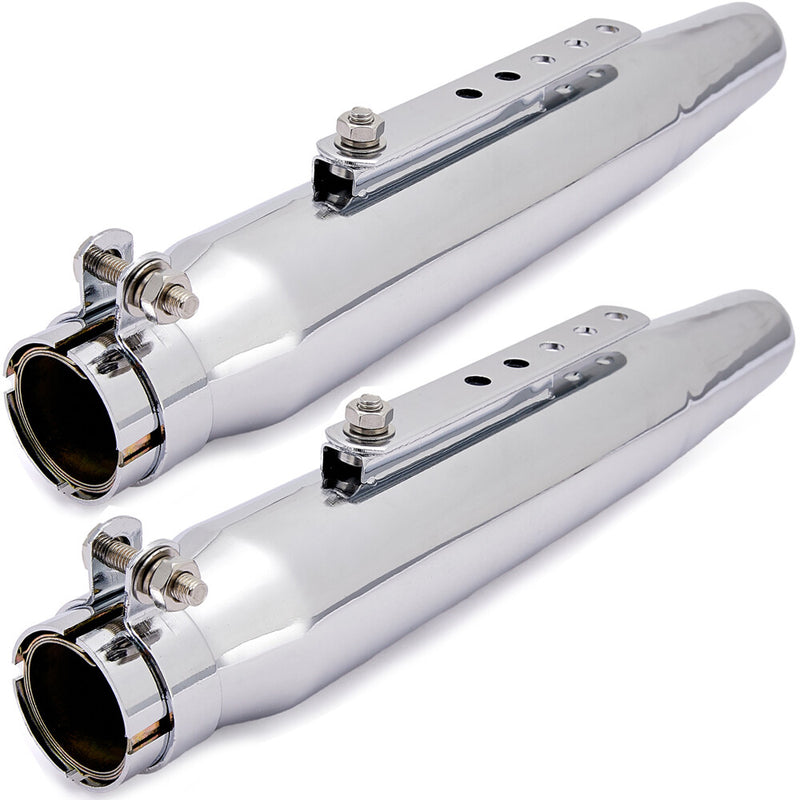 DURAFORCE Universal Motorcycle Exhaust Pipe Muffler for Cafe Racer Bobber Chopper 2Pcs