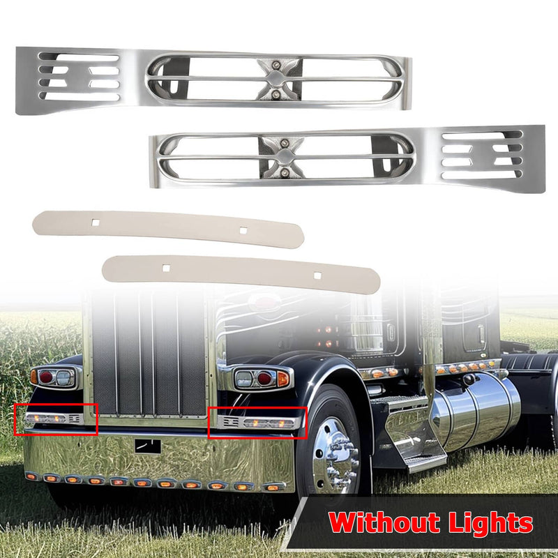 DURAFORCE Silver Front Fender Light Bracket Double JJ Blinker Bar for Peterbilt 389 388