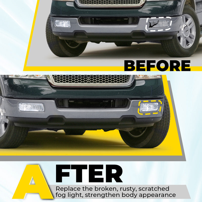 Left Clear Lens Fog Light for Ford F150 LH 2004-2006 To 8-8-05 Bracket Bulb