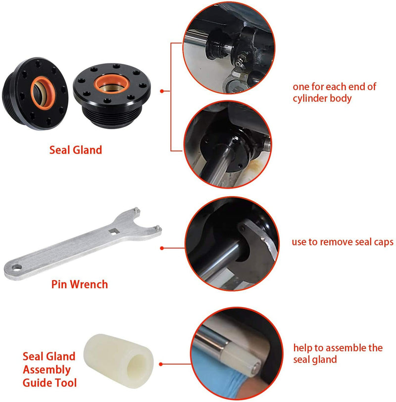 Front Mount Hydraulic Steering Cylinder Seal Kit with Pin Wrench for Seastar