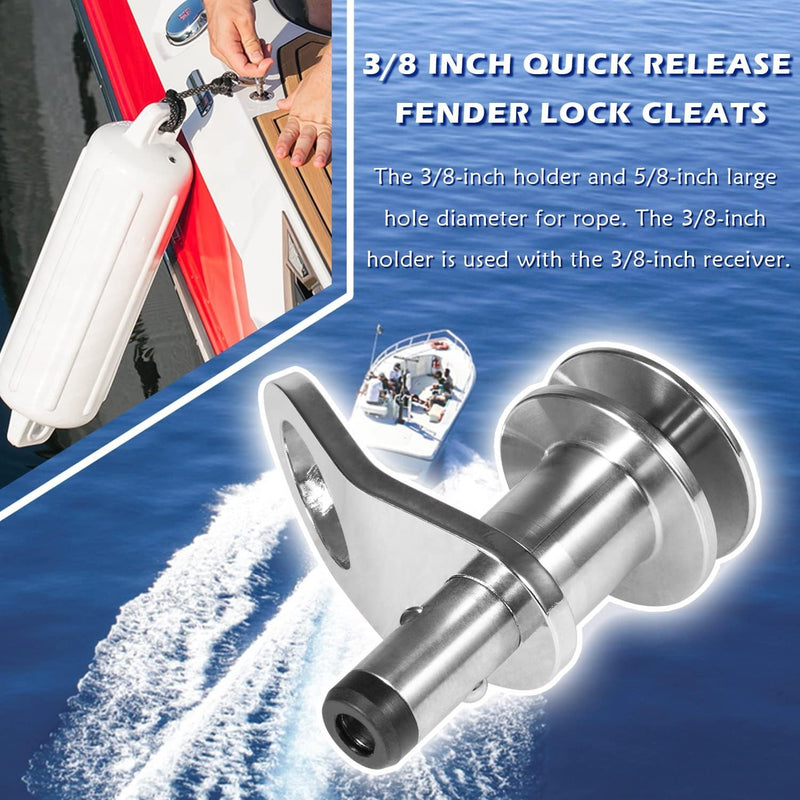 3/8 Marine Stainless Steel Quick Release Boat Fender Holder Kit with Rope