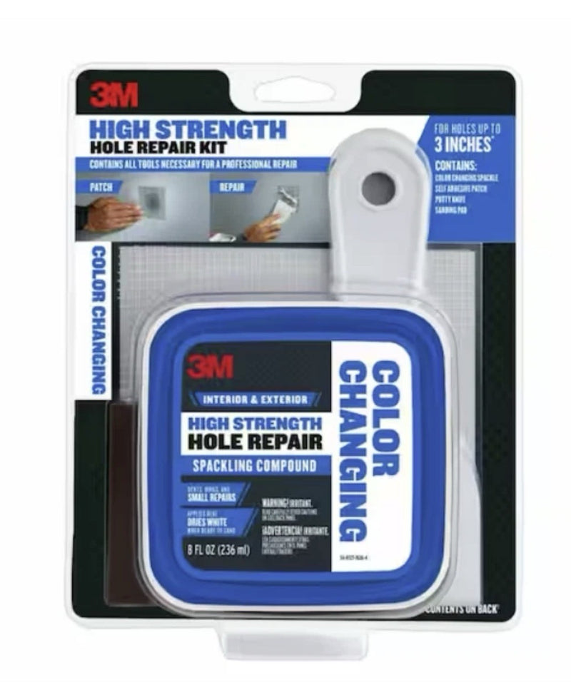 High Strength Hole Repair Kit Color Changing Spackling Compound for 3M Blue 8 oz