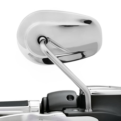 DURAFORCE Chrome Teardrop Rear View Mirrors 8mm for Harley Touring Road King Electra Glide