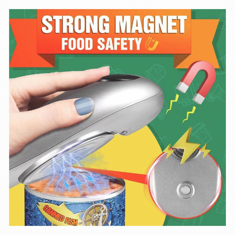 Hands Free Automatic Electric Can Opener Smooth Edge Plastic Stainless Steel