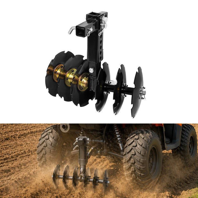 20" Notched Disc Harrow Plow for ATV UTV w/ 6 x Concave 2" Receiver