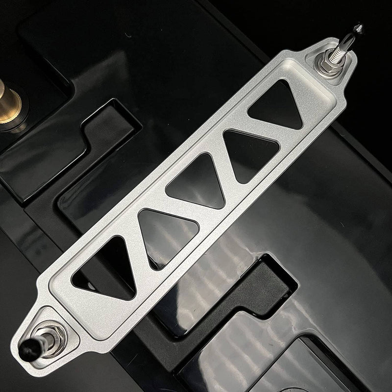 Aluminum Car Battery Hold Tie Down Bracket Mount Kit with J-Hooks Bolts Silver