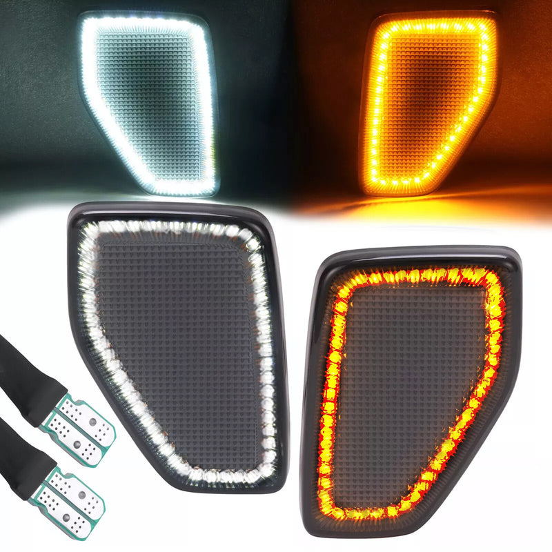 Smoked Full LED Front Fender Side Marker Lights for Hummer H3 05/06-10 H3T 09-10