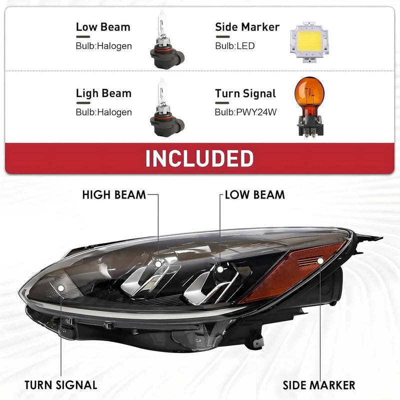 Left Driver Side Halogen Headlight Assy w/Bulb for Ford Escape 2020 2021 2022