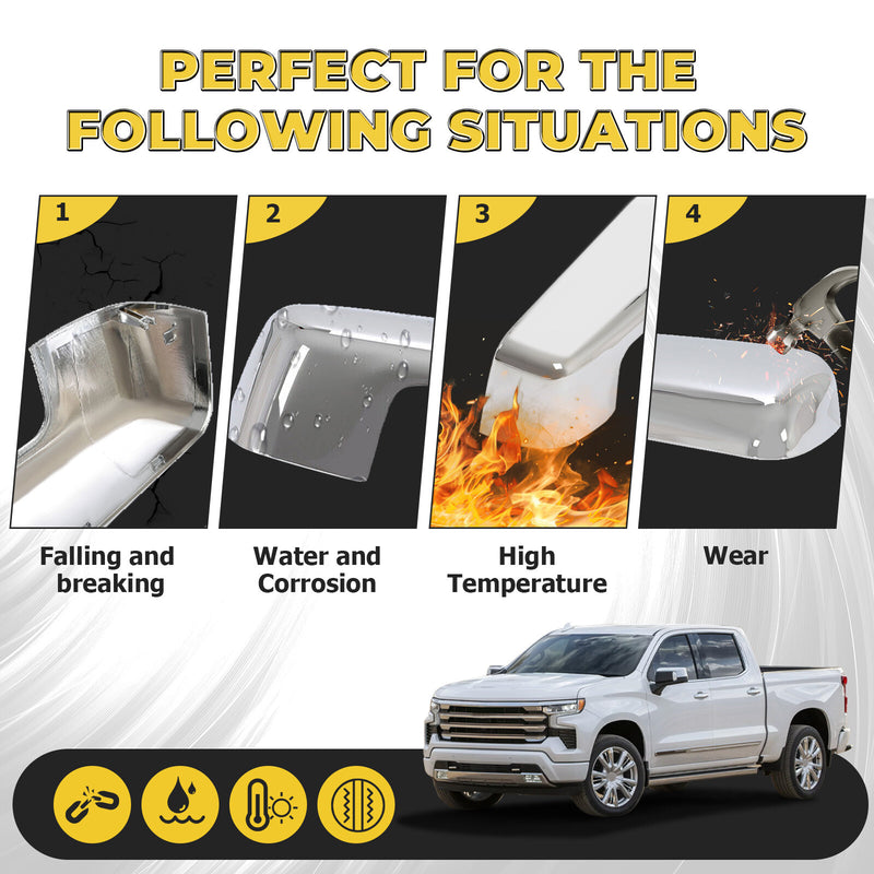 Chrome Replacement Mirror Cap Covers for Chevy Silverado 1500 2019-2024 Pickup
