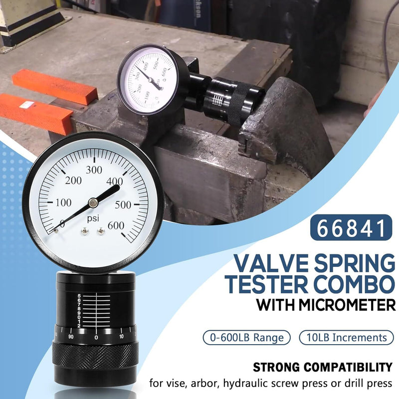 66841 Engine Mini Valve Spring Tester with Micrometer Combo Vise/Arbor Mount