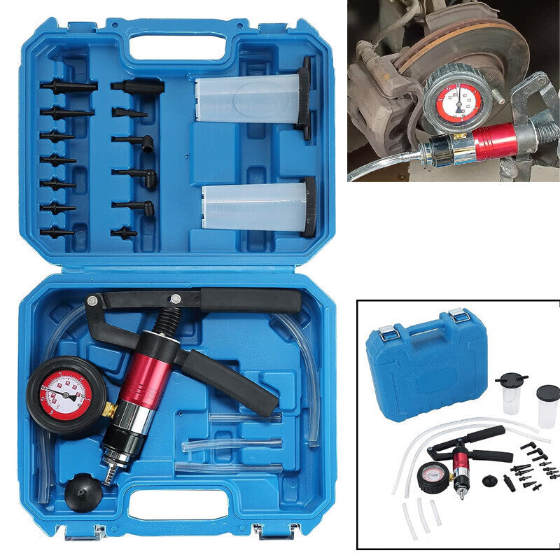 21pcs Hand Held Vacuum Pressure Pump Tester Brake Fluid Bleeder Tool
