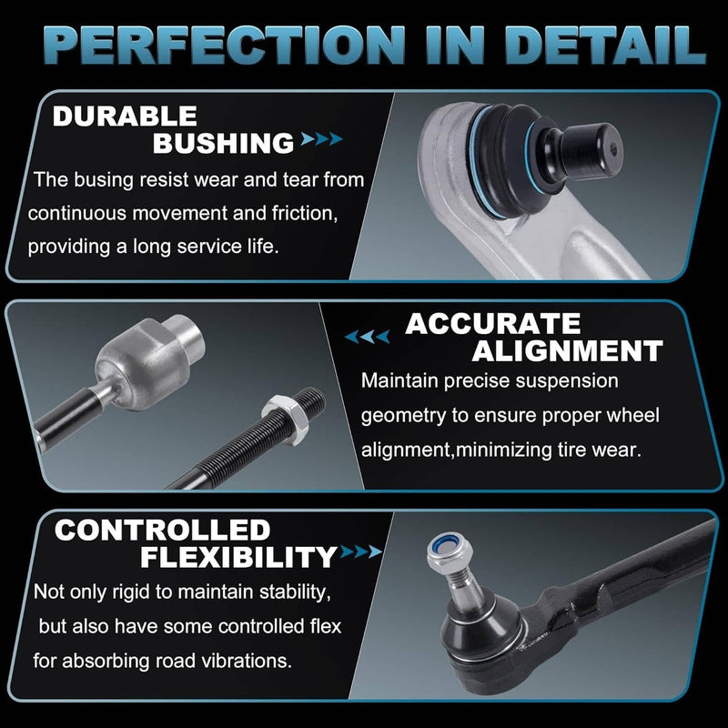 8x Control Arm Ball Joint Tie Rod Sway Bar Link for Cadillac SRX L&R