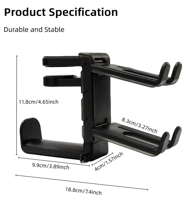 3-in-1 PC Gaming Headphone & Controller Holder Hanger Black