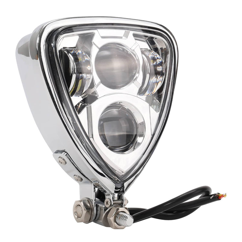 Motorcycle Chrome Triangle Headlight Lamp Assembly for Harley Chopper Bobber