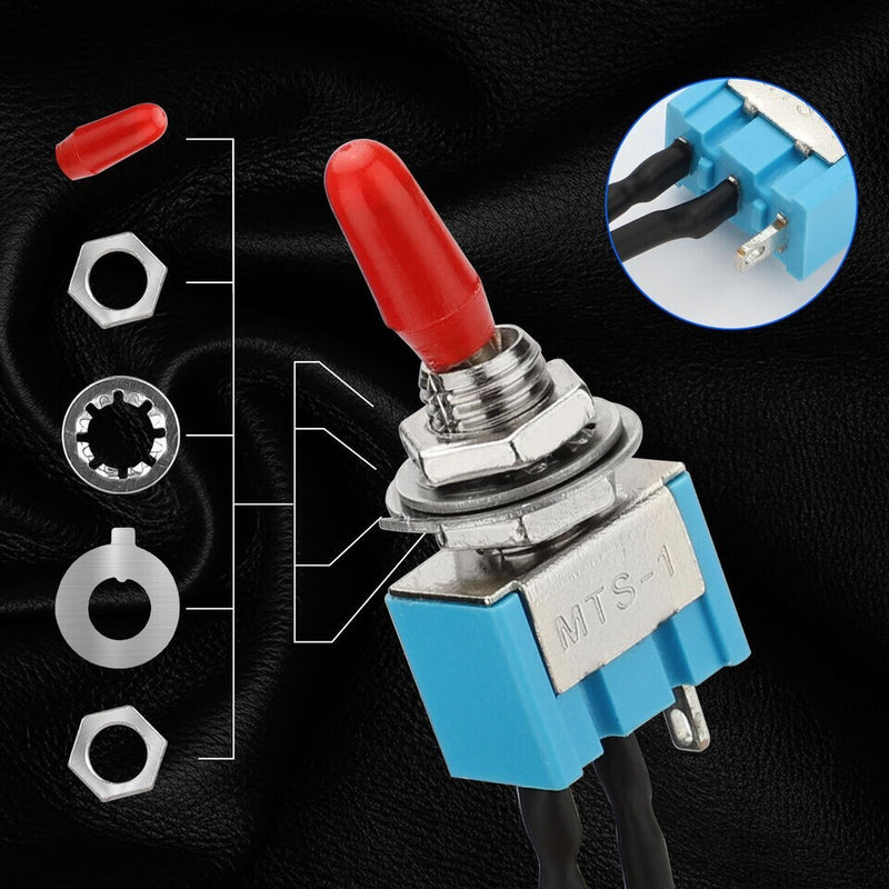 10PCS SPST Mini Toggle Switch Wires On Off Metal Small for Automotive Boat Car T