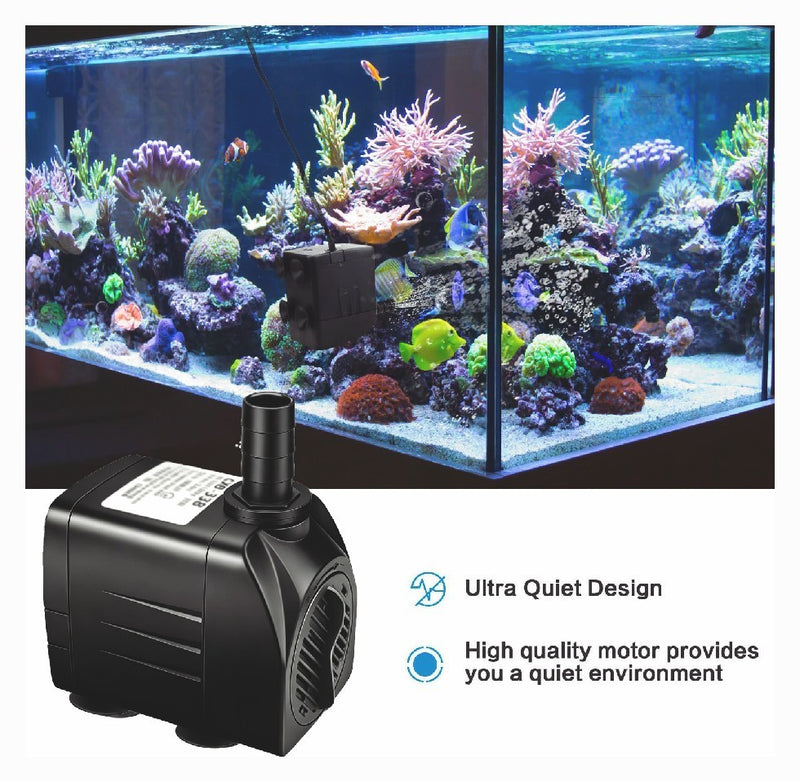 160GPH Aquarium Water Pump Adjustable Submersible Pump for Fish Tank Statuar