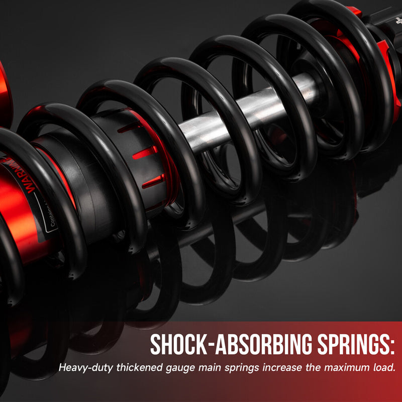 Front Left Right Shocks for Polaris RZR 170 2009-2021 Adjustable Black Red