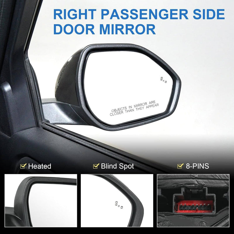 Right Side Mirror Manual Folding Power Heated for Ford Explorer 2020-2023