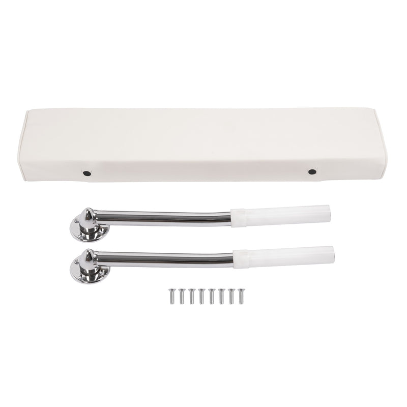 Universal Boat Seat Backrest with Folding Arms Leaning Post White Silver
