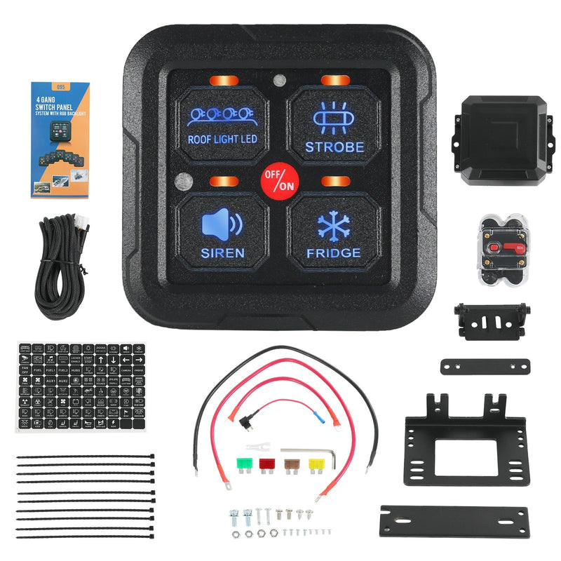 4 Gang ON/OFF Switch Panel Circuit Control Box for Marine Boat Car 12V LED Light