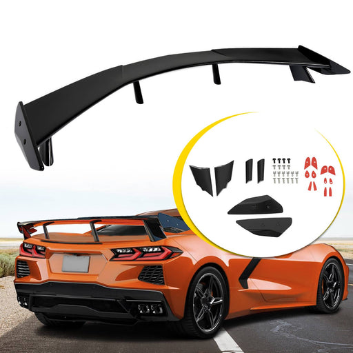 DURAFORCE Rear Trunk Lid High Wing Spoiler for Corvette C8 Z51 20-24 Painted Black ABS