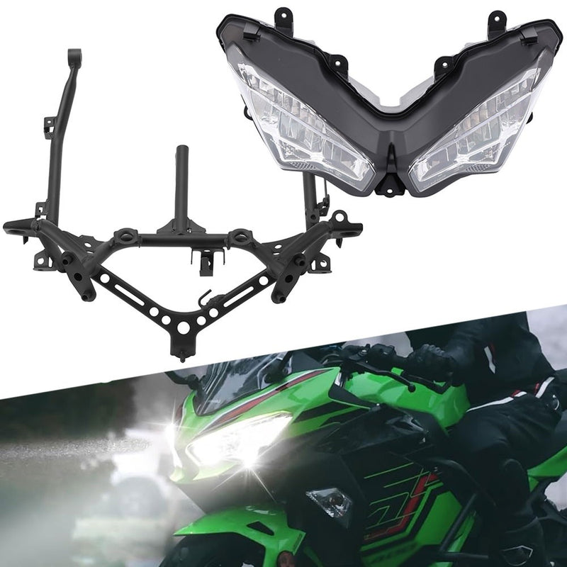 LED Headlight Assembly & Stay Fairing Bracket for Kawasaki Ninja 400 2018-24