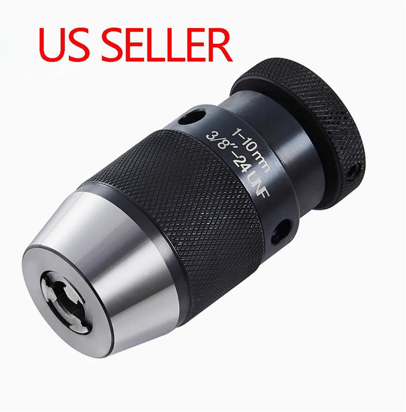 Heavy Duty Keyless Drill Press Chuck 1-10mm 3/8-24UNF Mount Replaces