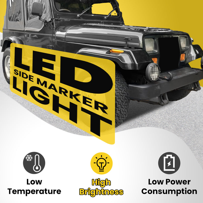 Front Fender LED Side Marker Lights Bumper Lamps for Jeep Wrangler YJ 1987-1995