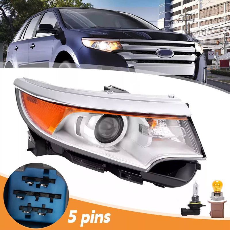 DURAFORCE Headlight Right Side Halogen Projector 5 Pins For Ford Edge 2011 2012 2013 2014