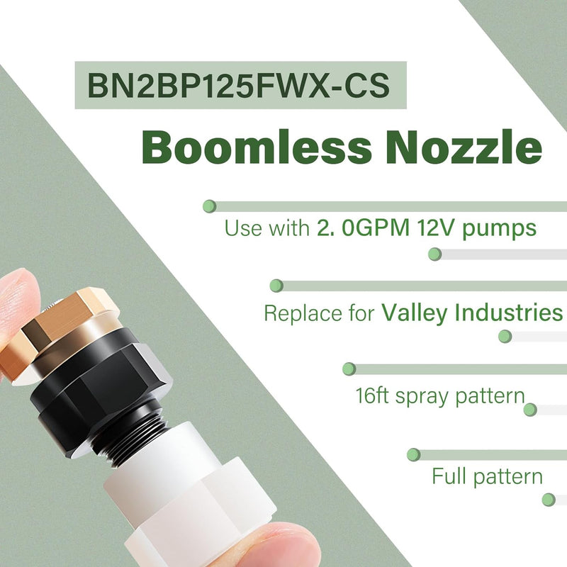 BN2BP125FWX-CS Full Pattern 16ft Broadcast Spray Boomless Nozzle for 2GPM Pump