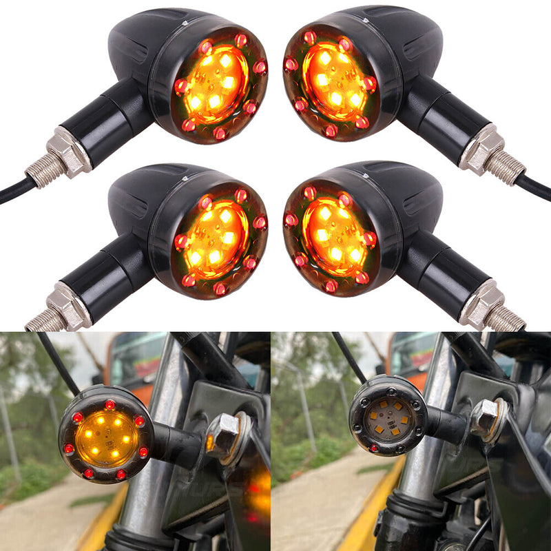 LED Turn Signal Indicators Dual for Sports Motorcycle Dirt Bike 4x Blinker