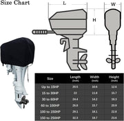 DURAFORCE Boat Outboard Engine Cover Waterproof for 30-60HP Motor Black