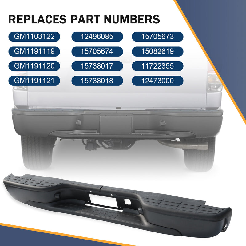 Black Rear Step Bumper for Chevy Silverado GMC Sierra 1500 2500 1999-2007