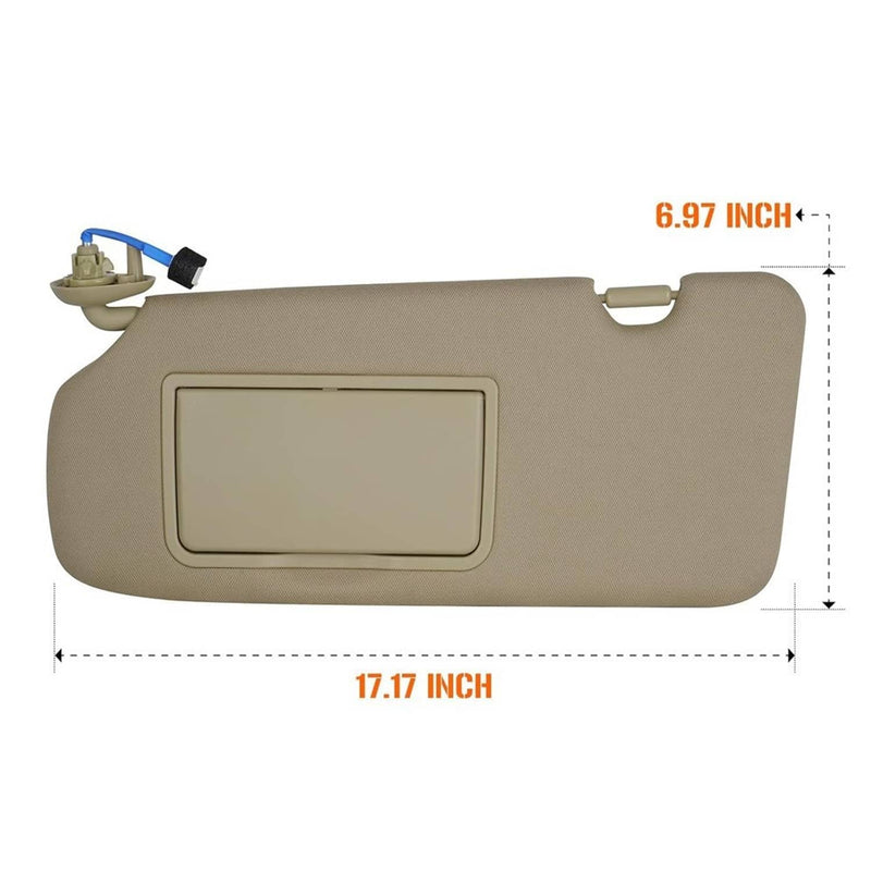 Left Driver Side Sun Visor Beige with Mirror Light for Honda CR-V CRV 2017-2022