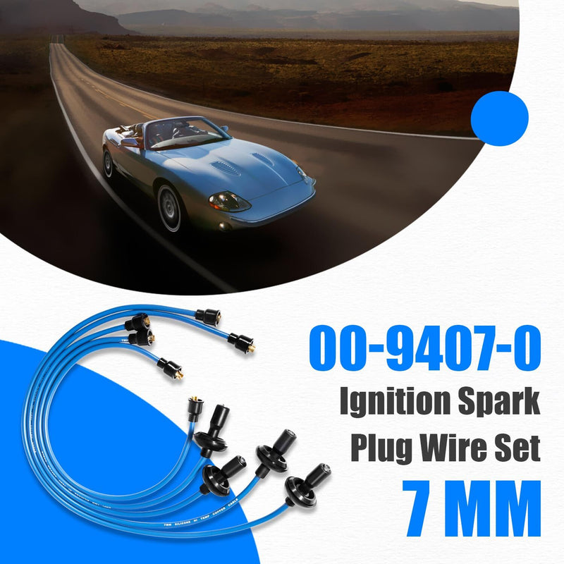 9407 Blue Ignition Spark Plug Wire Set for VW Dune Buggy Bug Beetle Ghia Thing