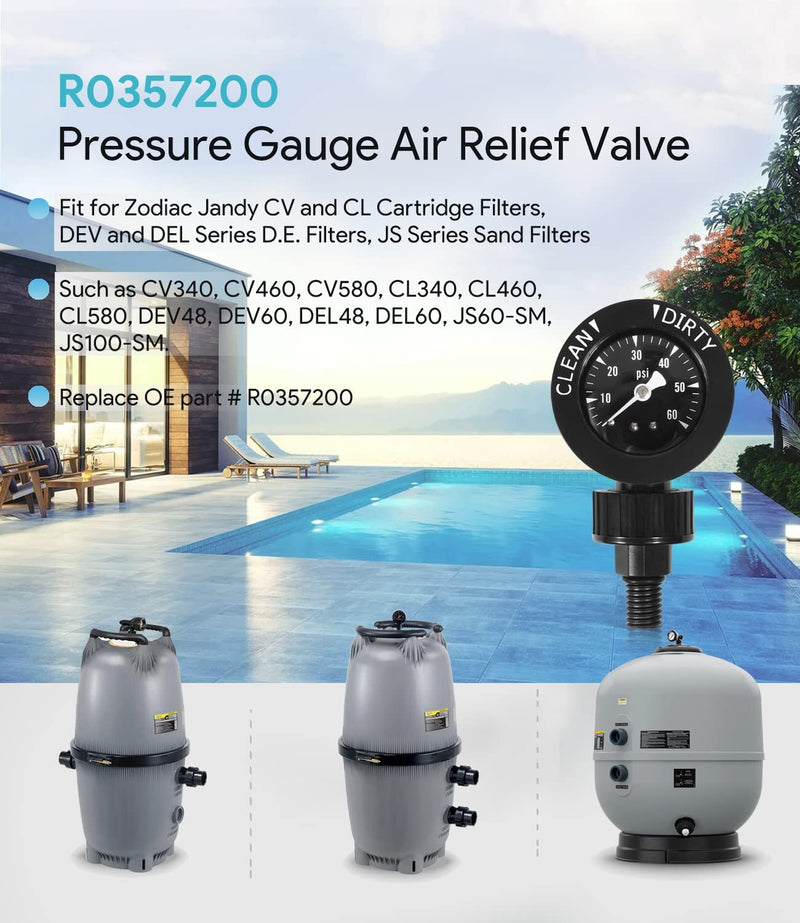 R0357200 Air Gauge Release Valve Assembly for Jandy CV CL DEV DEL JS Series