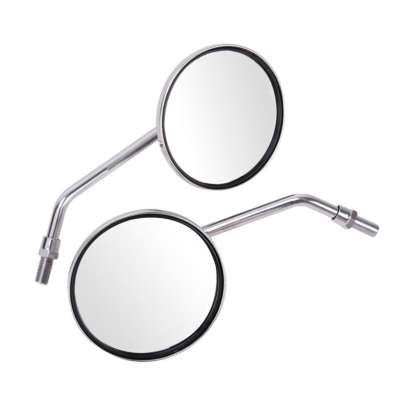 Classical Chrome Motorcycle Rearview Side Mirrors Set for Honda Suzuki Kawasaki