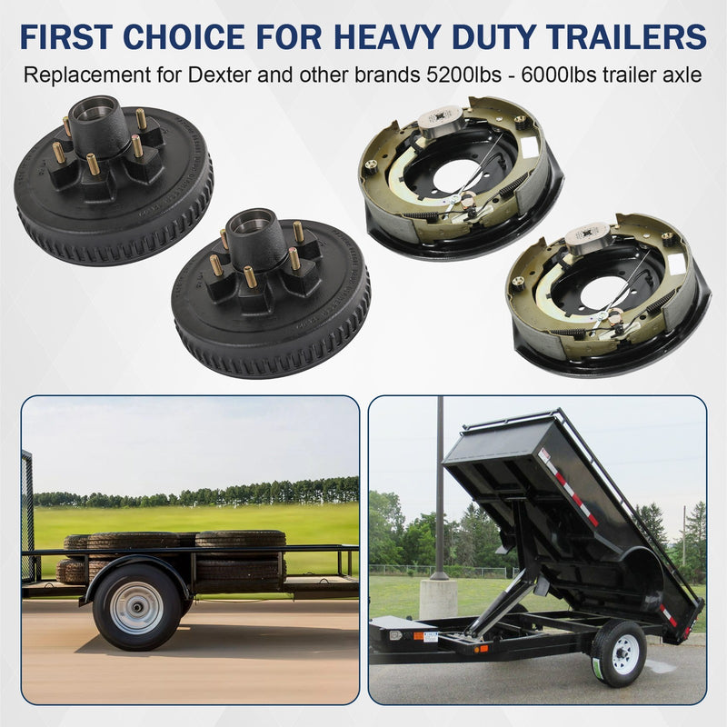 6 on 5.5" Hub Drum Kits with 12" x 2" Self-Adjusting Electric Brake
