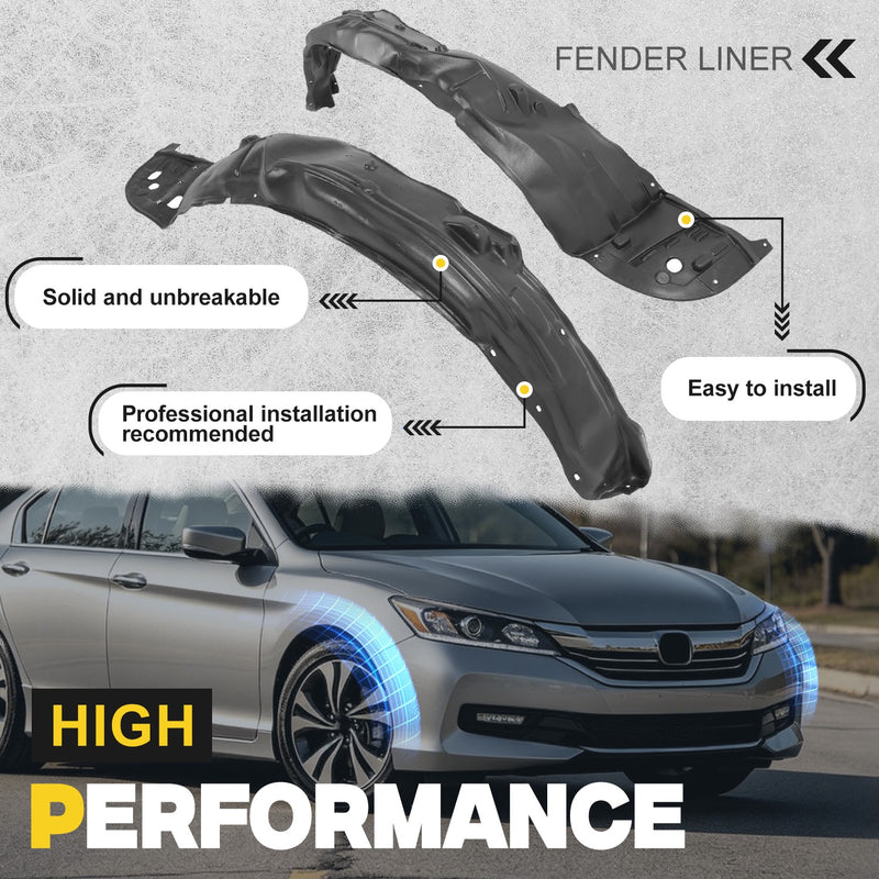Front Inner Fender Liner Driver Passenger Side for Honda Accord Sedan 2013-15