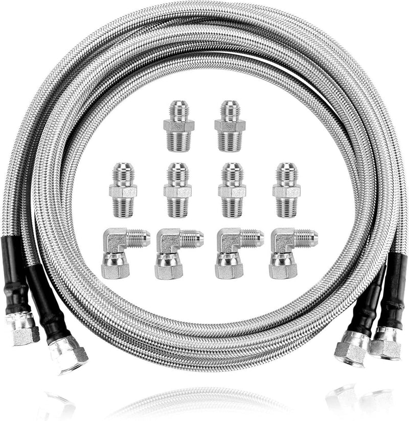 SS Braided Transmission Cooler Hoses Lines Kit for Chevy Ford TH350 700R4