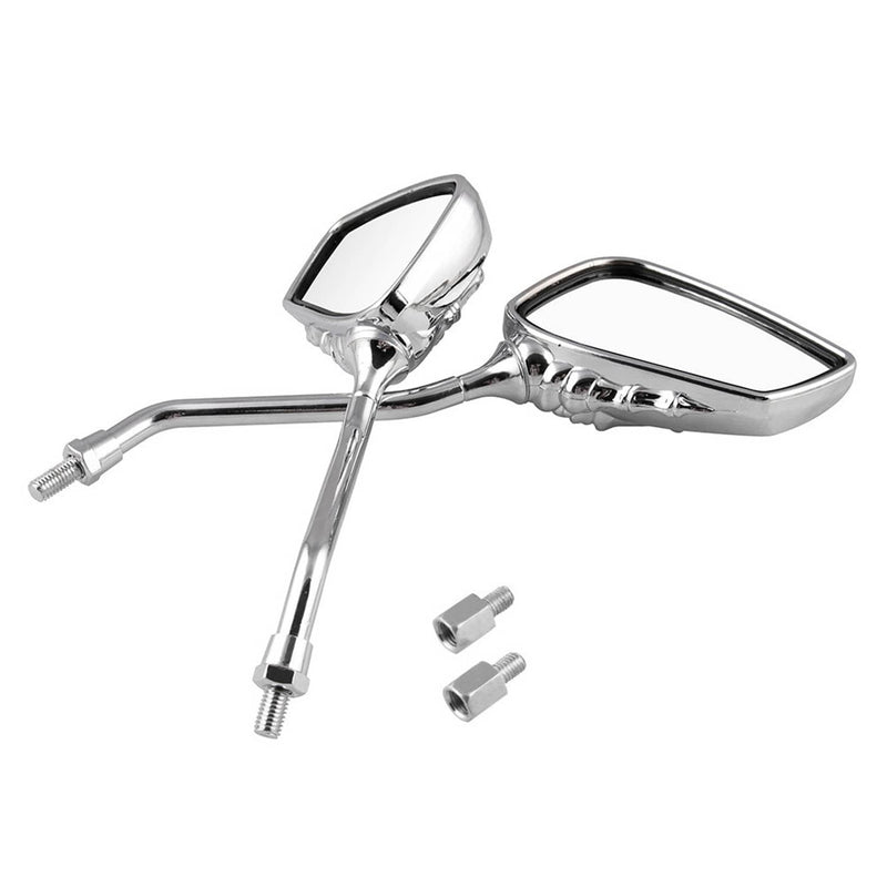 8mm 10mm Chrome Skull Hand Motorcycle Side Mirrors for Harley Honda Suzuki