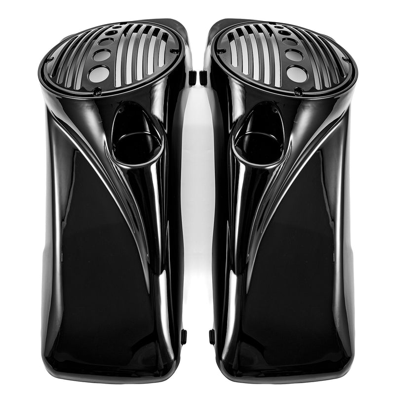 8" Vivid Black Speaker Lids w/ Tweeter Port for Harley 1994-2013 Touring Models