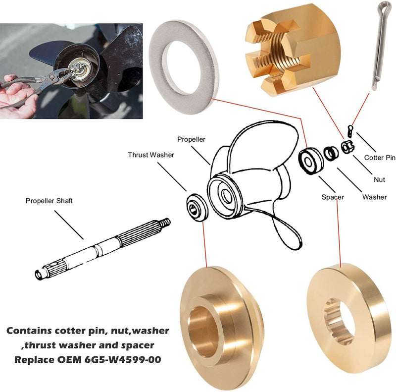 150-300HP Propeller Hardware Kit Thrust Washer Spacer Nut for Yamaha Outboard
