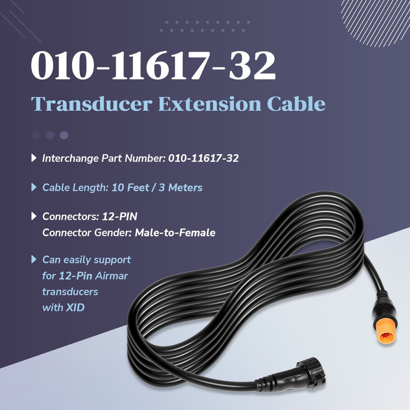010-11617-32 Transducer Extension Cable 12-Pin 10ft with XID for Garmin