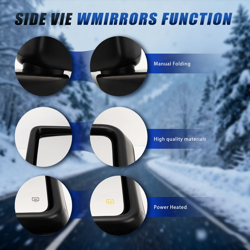 Power Heated Mirror Set Left Right for Jeep Gladiator Wrangler JL 2018-2024