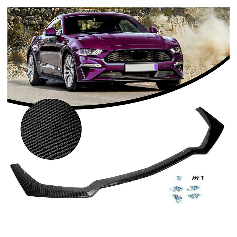 Carbon Fiber Color GT Style Front Splitter Spoiler Lip for Ford Mustang 2018-23