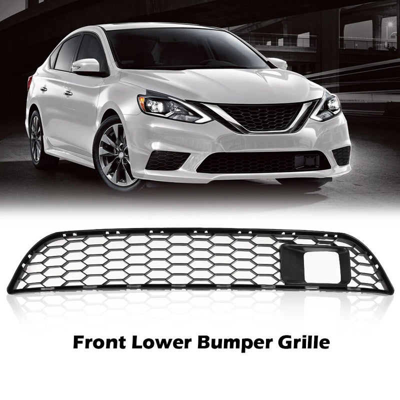 For Nissan Sentra 2016-2018 19 Front Bumper Lower Grille Black Plastic With Hole