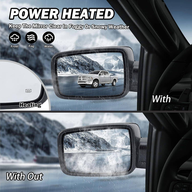 Driver Left Side Mirror Silver Cover Power Folding Signal for Ram 1500 2013-2018