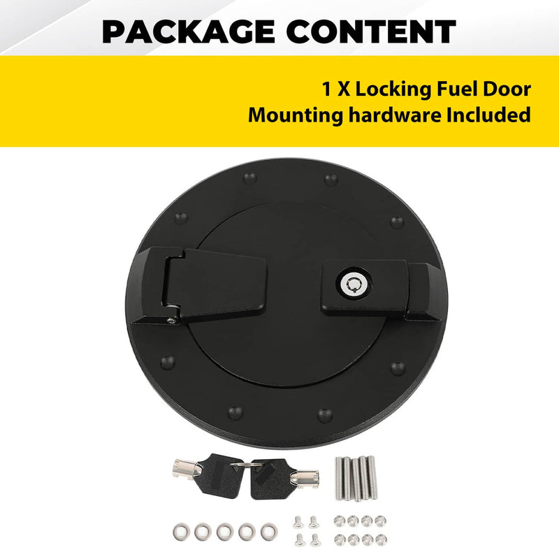 DURAFORCE Locking Fuel Door Gas Tank Cap Cover Aluminum Black For Hummer H2 2003-2009
