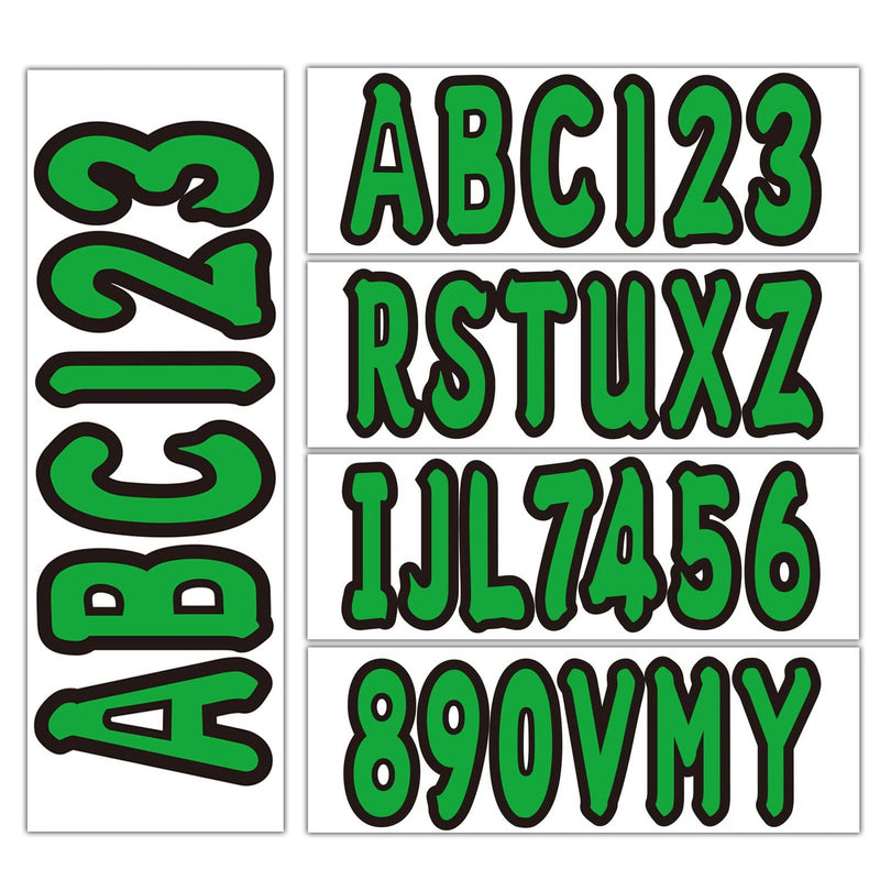 DURAFORCE 3" Marine Boat Sticker Decal A-Z Letters 0-9 Numbers Green 4 Sets